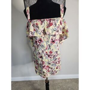 Off Shoulder Ruffle Floral Blouse - Size 3XL